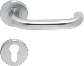 Lever Handles, Shaped, on Round Roses, 304 Stainless Steel, Chase, Startec